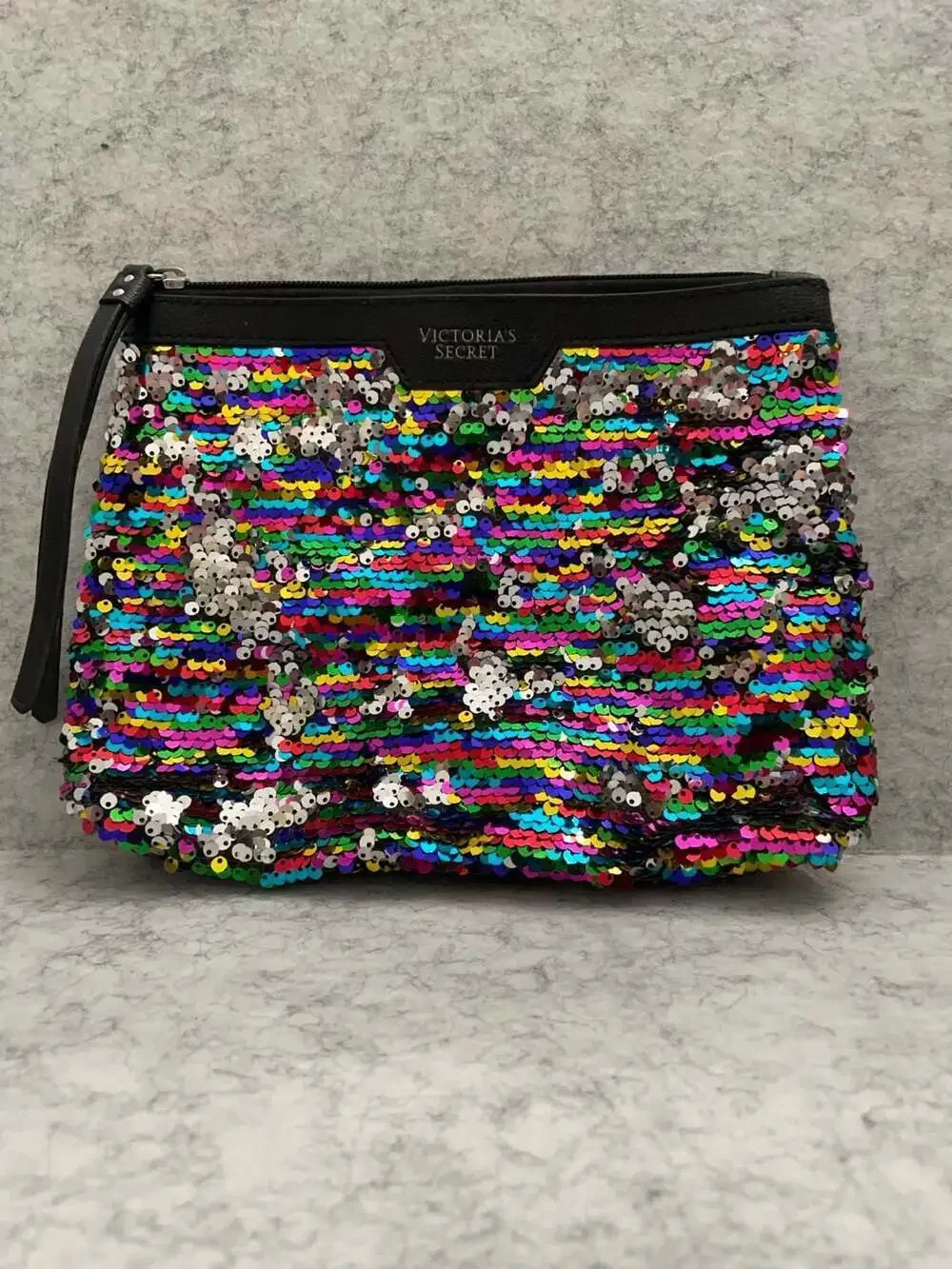 Victoria's Secret Rainbow Sequin Wristlet Pouch